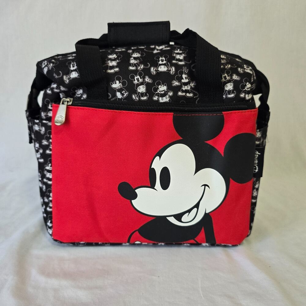 Disney Mickey Mouse Face On The Go Lunch Cooler Red Black White 10" x 6.5" x 9"